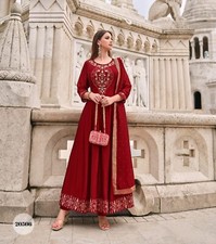 Trendy Hand Work Embroidered Silk Party Wear Anarkali Suit Indian Woman 7888