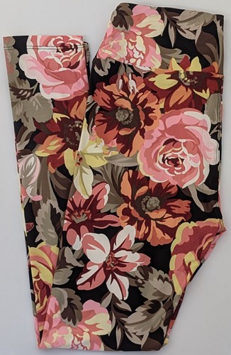 OS LuLaRoe One Size Leggings Cute Roses Flowers Print NWT W75 New - Picture 4 of 6