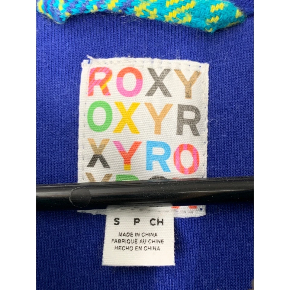 Womens Roxy Winter Hood Insulate Jacket Plaid Size S Zip Logo Lined Blue 6362 - Image 4 of 4