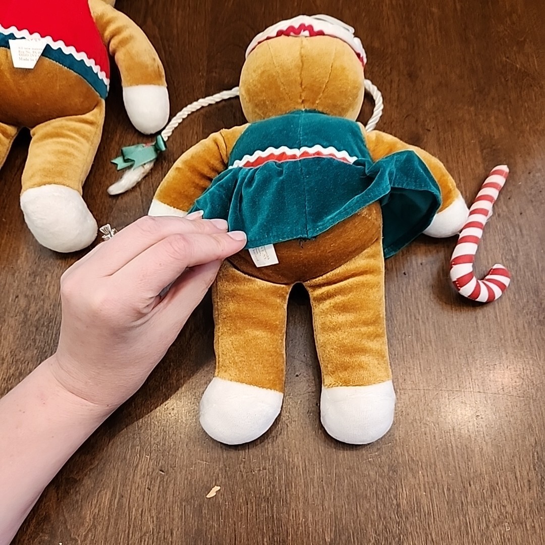 TARGET Lot Gingerbread Boy Girl Plush 1990 Vintage Christmas Decor