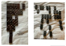 Dominó de madera vintage negro/marrón aprox. 50 piezas de madera de juego en total