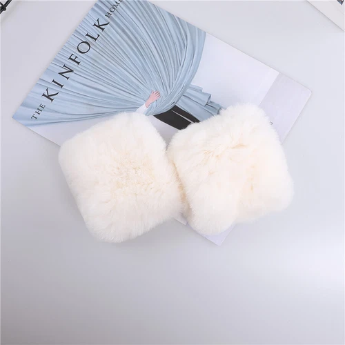 Rex Rabbit Fur Knitted Women's Fingerless Gloves Mittens Real Fur Wrist Warmer - Picture 26 of 44