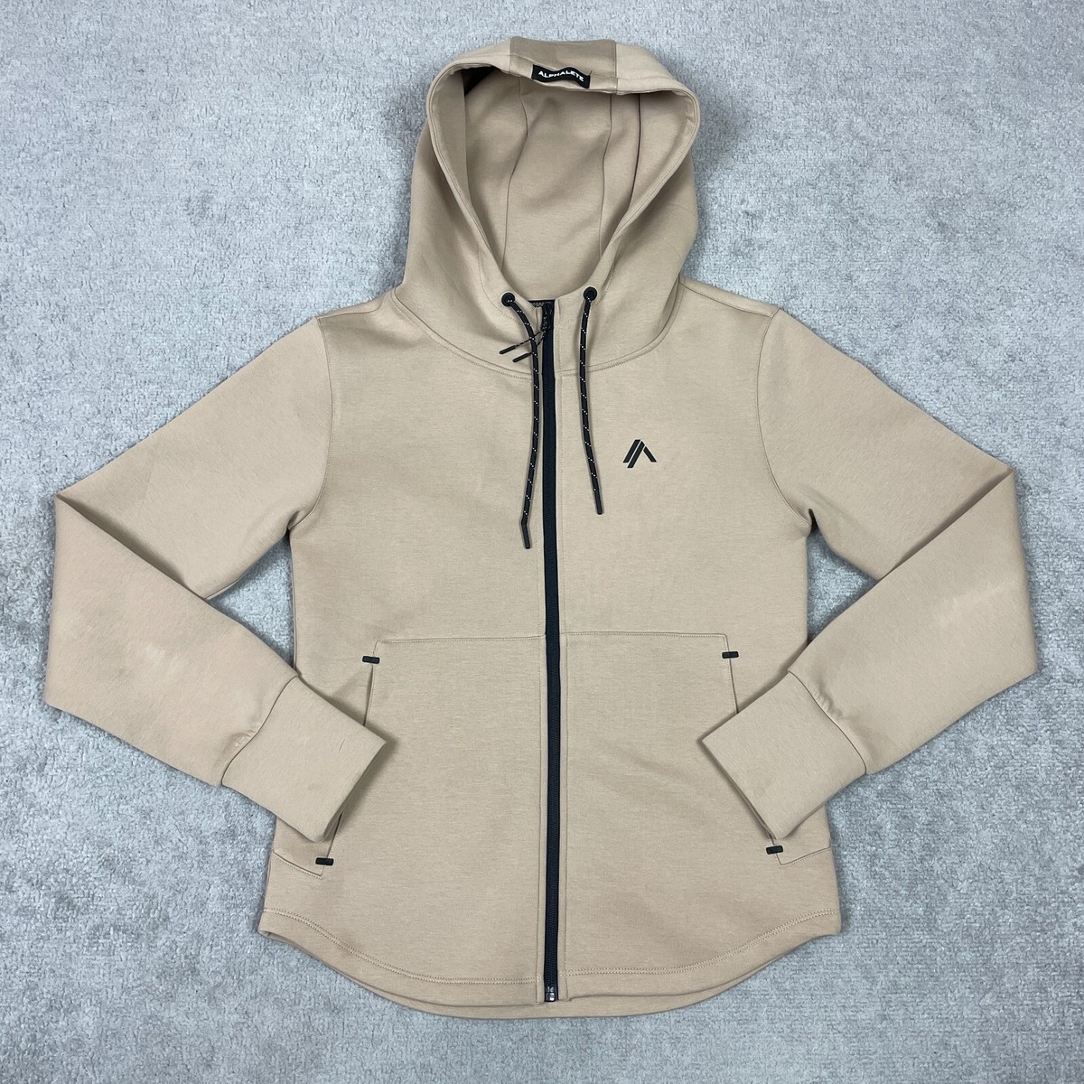 Alphalete Element Hoodie Women Large Beige Full Zip Jacket Gym - Main Image