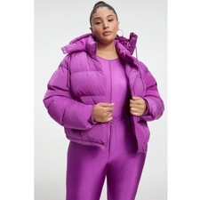 Good American Iridescent Cropped Puffer Jacket Size 3xl Pop Thistle Purple