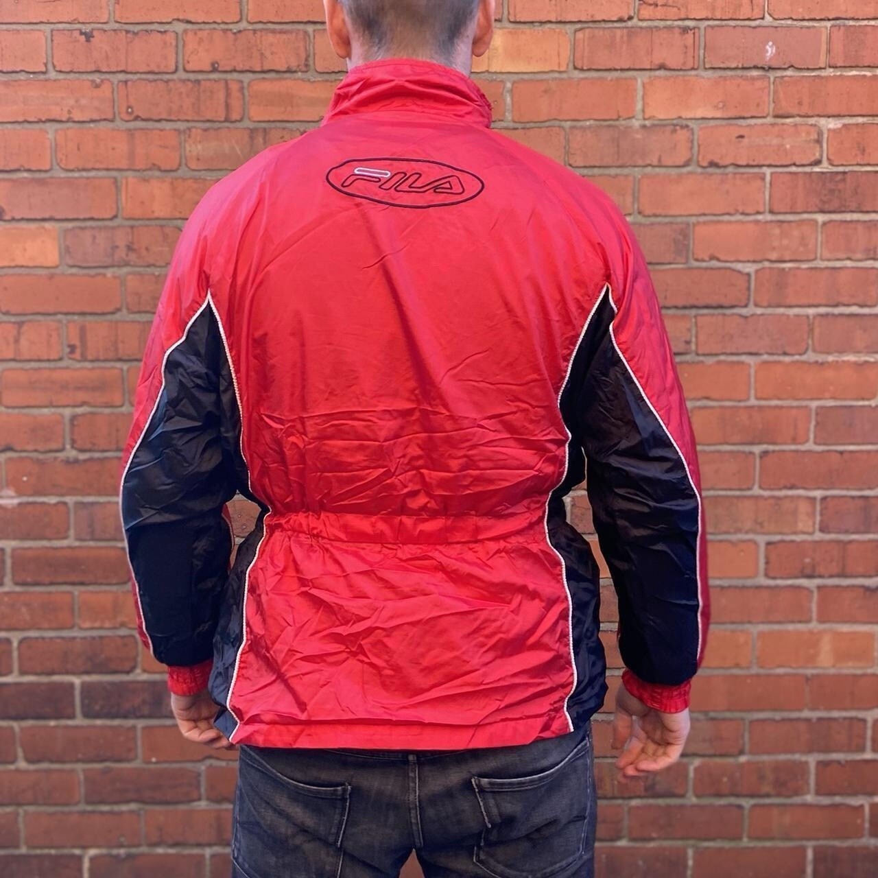 Giacca a vento rossa FILA cappotto sportivo uomo taglia grande cappotto festival zip intera