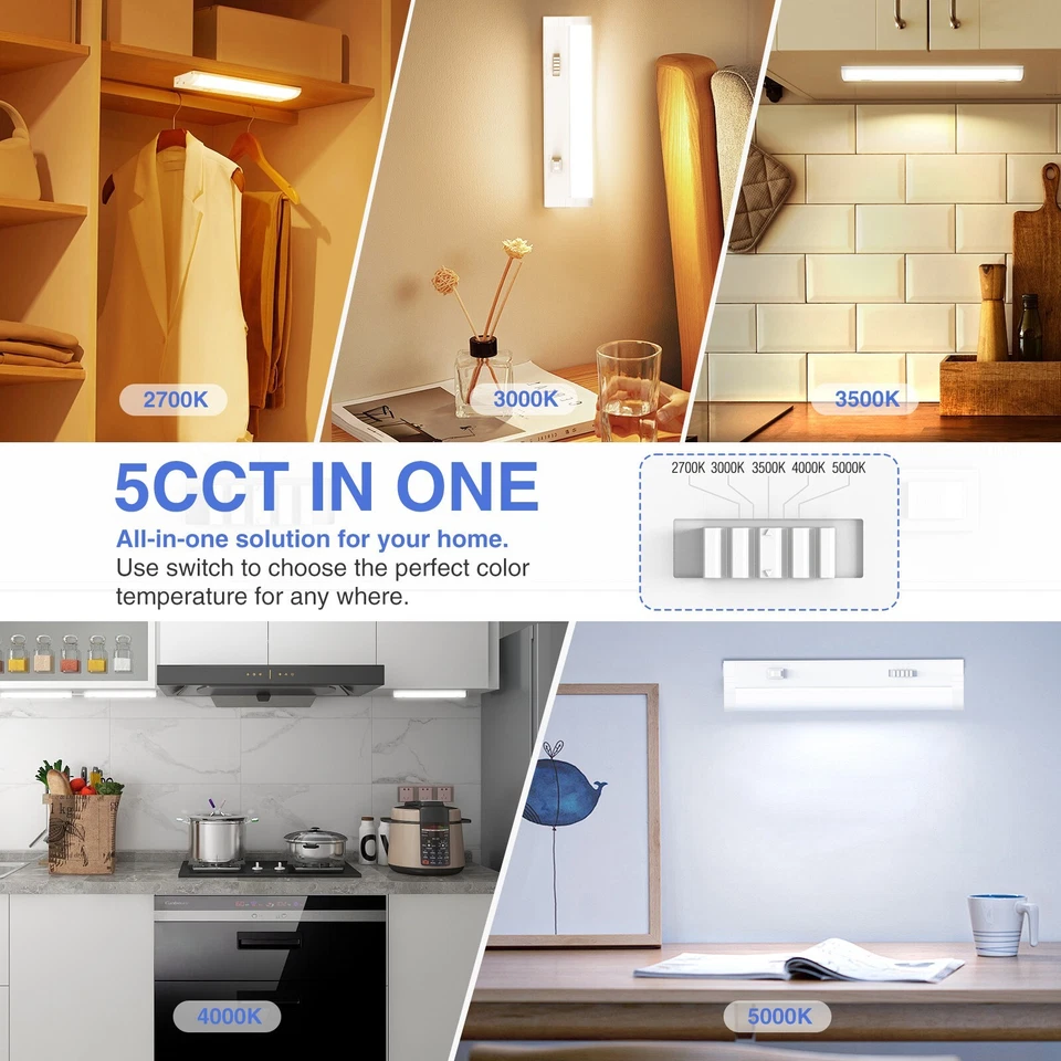 1 -4x LED Under Cabinet Light 12-24 Inch 5CCT Dimmable Plug in Closet Linkable - Image 2 of 4