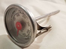 Vintage Cooper Candy-Jelly-Fry Thermometer Made In USA Aluminum W Pot Clip 6.25"