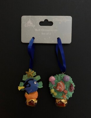 Disney Parks Finding Nemo Dory Bell Ornament Set of 2 Christmas Ornaments
