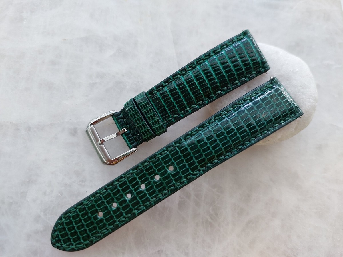 20mm/18mm Green Lizard Print Leather Watch Strap Band | eBay