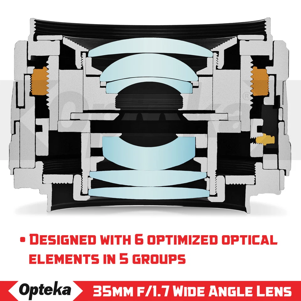Opteka 35mm f/1.7 Manual Prime Lens + Kit for Canon EF-M M100 M10 M6 M5 M3 M2 M - Image 3 of 4