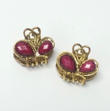 Set of 2 Butterfly Hair Metal Claw Clip Gold with Pink Rhinestones