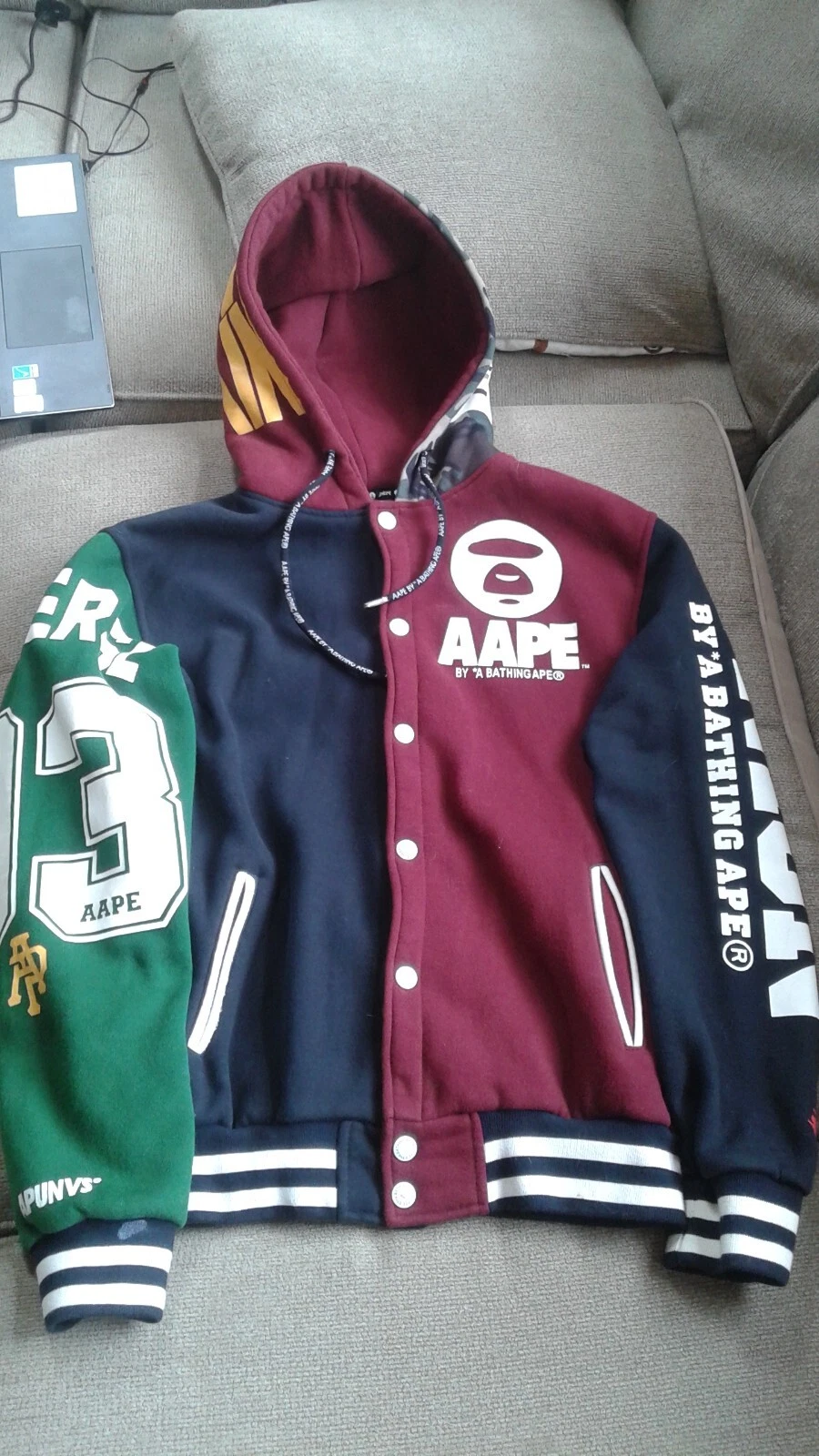 A BATHING APE (BAPE) GIACCA CON CAPPUCCIO UOMO BAPE AAPE TAGLIA M MULTICOLORE