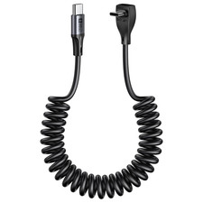 Right Angle Coiled USB C Cable 5FT Recommended Stretch Length:1.3Ft-3.3Ft 1Pac
