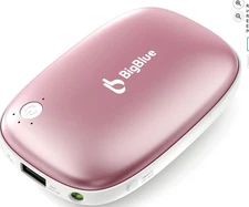 Rechargeable Hand Warmer 3-in-1, BigBlue 6000mAh Reusable Handwarmer, Pink
