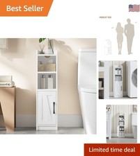 Stylish Floor Cabinet with Adjustable Shelves - White Space-Saver for Bathrooms