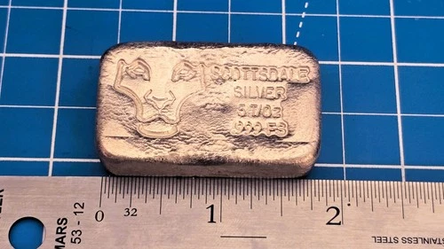 5oz Scottsdale Hand Poured silver Bar 999 Fine
