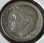 1964 10C Roosevelt Dime American 0.900 Fine Silver Coin