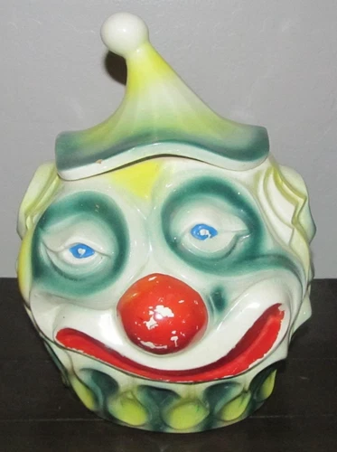 Rare Vintage 1970s McCoy USA Sad Clown Ceramic Cookie Jar with Lid #255 Circus