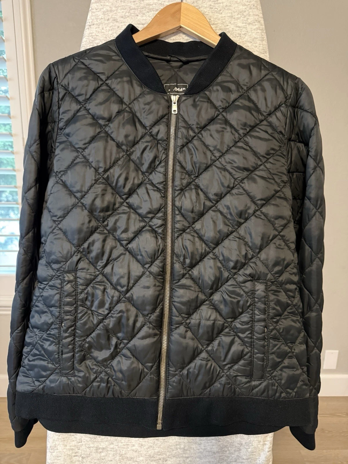 L.L.Bean Black Quilted Bomber Jacket unsized