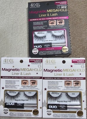 3x ARDELL MAGNETIC FAUX MINK MEGAHOLD #054-LINE IT LASH IT Kit NEW!