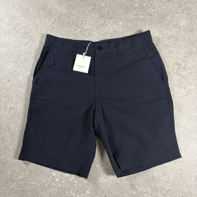 Norse Projects Shorts Herren W32 blau Aros Seersucker normale Passform Sommer neu mit Etikett