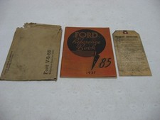1937 Ford V8 85 Flat Head Reference Book Wengine Instructions Tag - Envelope