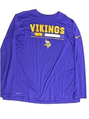 NWOT LS Nike Minnesota Vikings Shirt Mens XXL Purple Training Dri