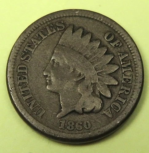 1860 Round Bust Copper Nickel Indian Head Cent grades Very Good