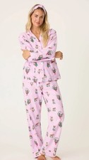 New P. J. Salvage Women's Koala Sleigh Flannel Pajamas 3 Piece Set Size L