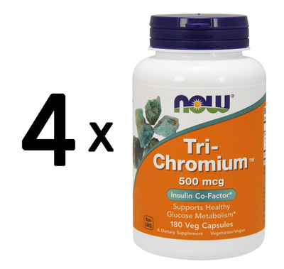 4 x NOW Foods Tri-Chromium, 500mcg - 180 vcaps (97,15 EUR/kg)