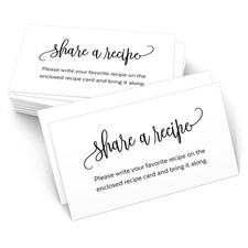 Recipe Cards 3.5x2 White Modern Script Heavy Cardstock Set of 50 Made in USA
