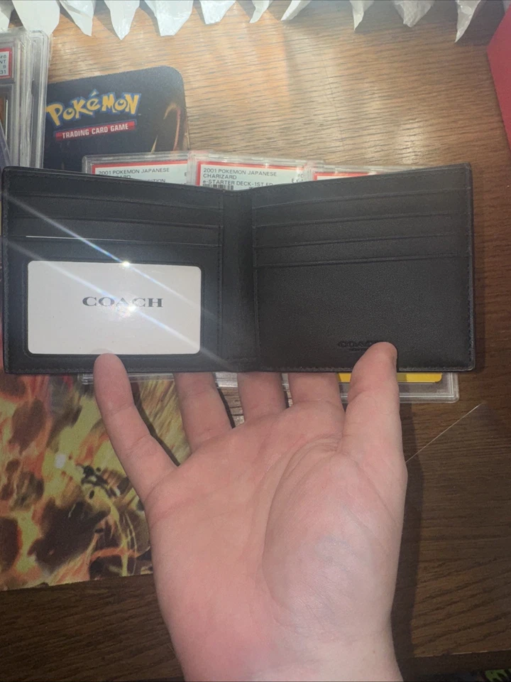 Cartera de cuero Coach F66551 con billetera - carbón/negro Foto 3 de 4