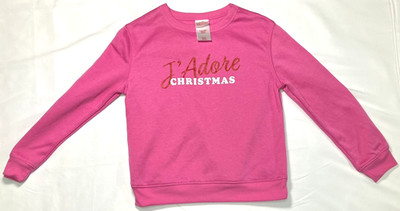 Wondershop Girls Size M 8 Pink J'Adore Christmas Long Sleeve Sweatshirt