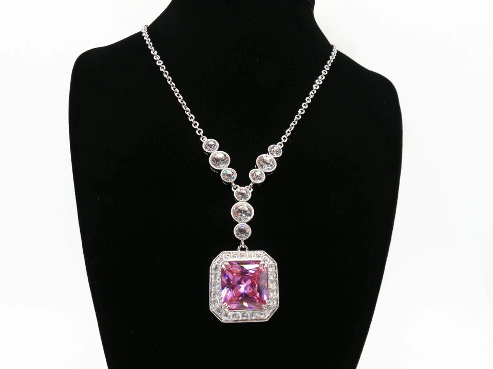 Collar colgante QVC Nolan Miller rosa claro cristal austriaco chapado en rodio Foto 2 de 4