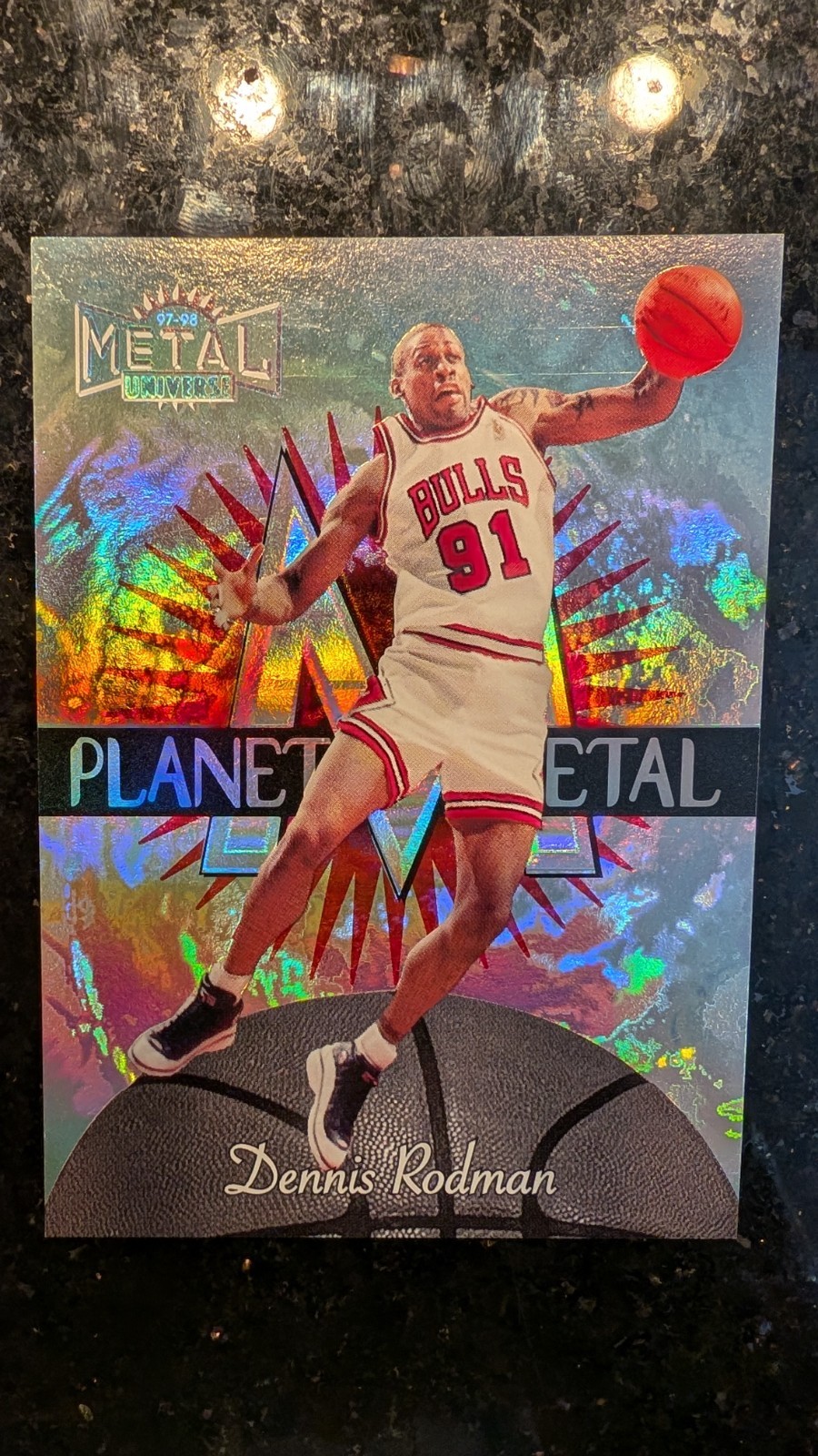1997-98 Skybox Metal Universe Dennis Rodman Planet #10 PM Bulls