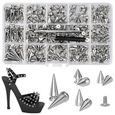 360 Pcs Punk Spikes and Studs Kit, Multiple Size Cone