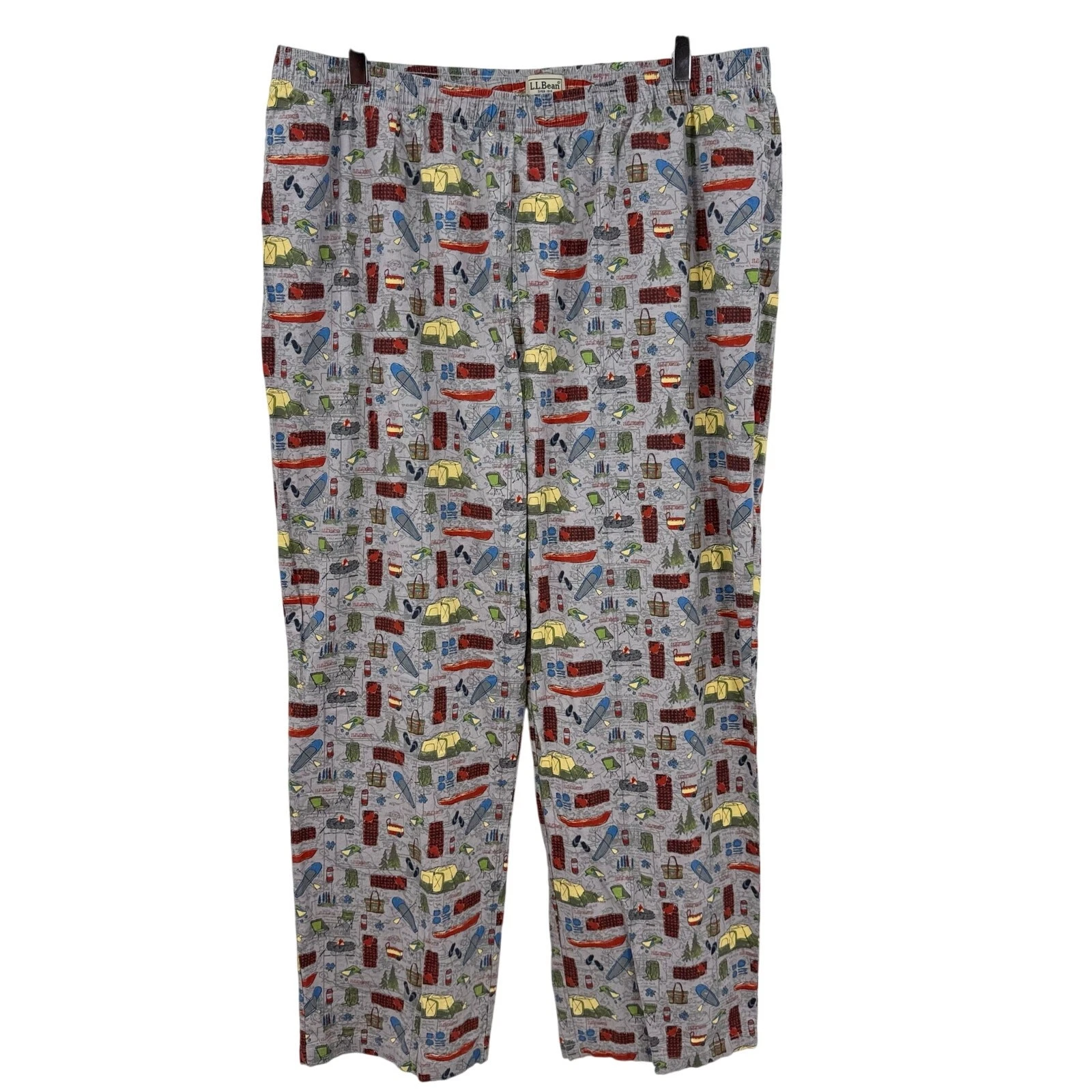 LL Bean Men’s XXL Camping Print Print Lounge Pants Logo Sleep Pajama Bottoms