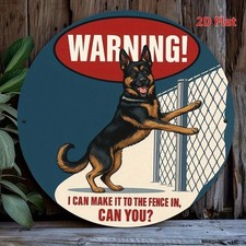 2D German Shepherd Dog Warning Sign Metal Plaque for Home,Office,Garage,Cafe