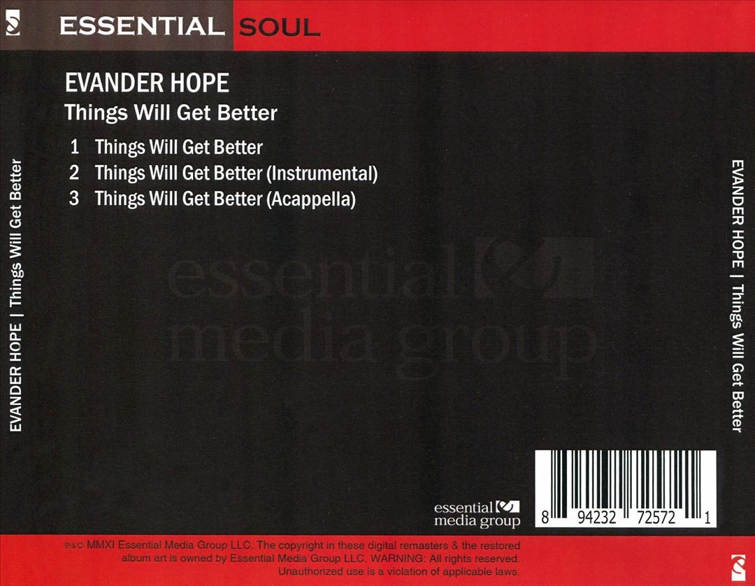 Evander Hope Things Will Get Better New Album CD