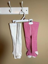 Carter's 2 Pc Bundle White & Pink White Striped Baby Girl Tights 3-6M 3055
