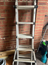 Aluminium Foldable 4 Step Ladder 6ft 100kg Load Silver/Black Used