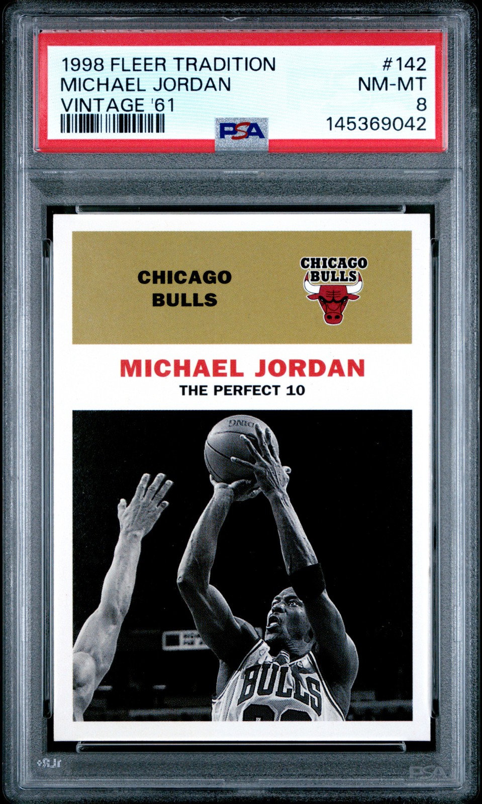 1998 FLEER TRADITION VINTAGE '61 #142 MICHAEL JORDAN PSA 8