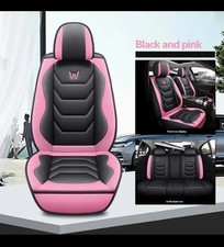 Deluxe Front Rear Pink Black Car Seat Covers Faux Leather 5 Seats Deluxe Front Rear Pink Black Car Seat Covers Faux Leather 5 Seats
