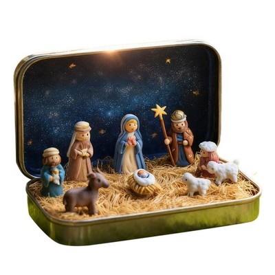 Kleine 3D Krippe - Weihnachten - Set Heilige Figuren religiöser Ornament I8D6