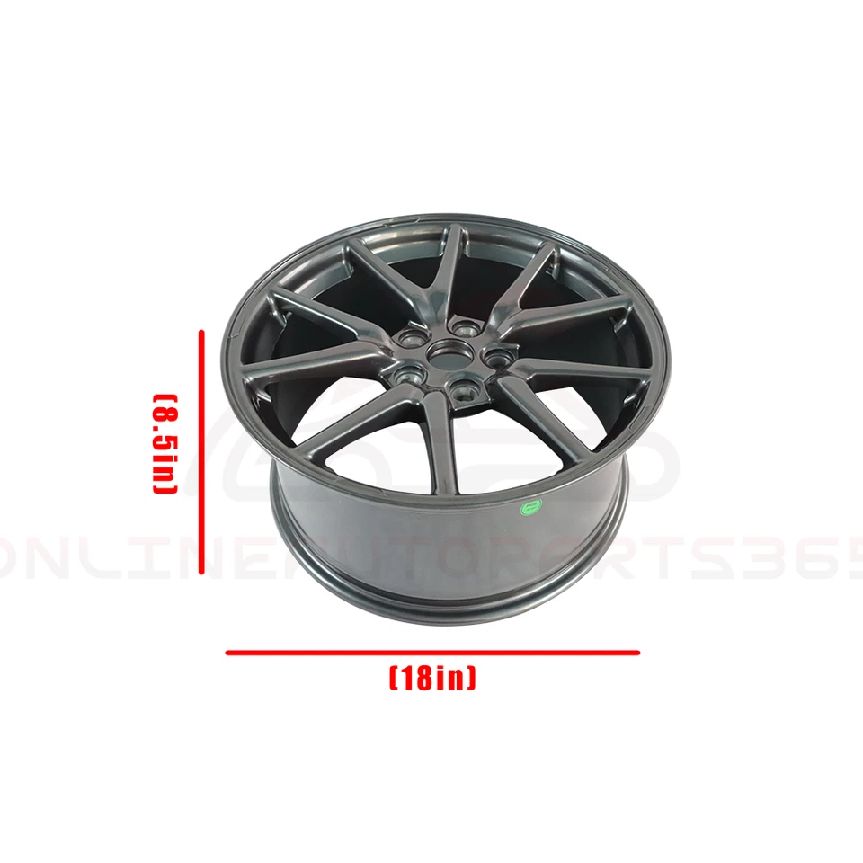For Tesla Model 3 2017 2018 2019-2023 OEM Wheel 18" 18x8.5 Charcoal Rim 96276 - Image 4 of 4