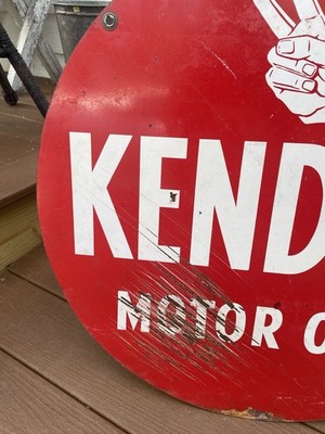 Original Vintage Antique Kendall Motor Oil Gasoline Station Double