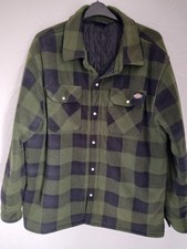 Dickies Men's Green Check Overshirt padded Jacket Size 3XL Snap Button 3 Pockets