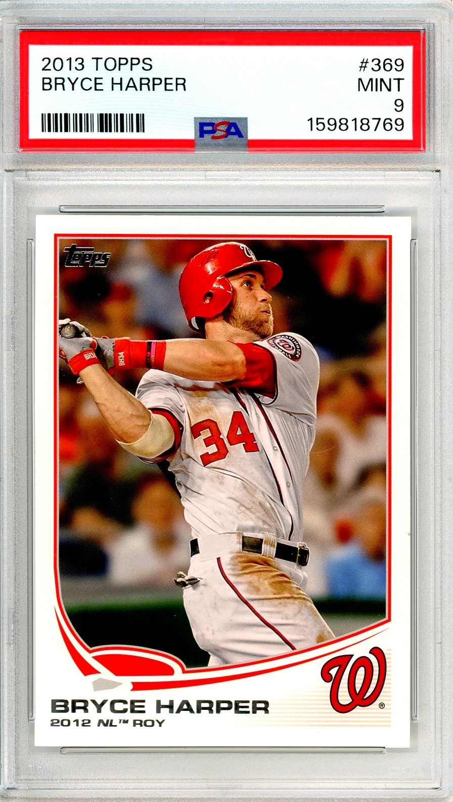 2013 Topps BRYCE HARPER #369 PSA Grade 9 MINT-Cond "Just Graded INVEST" view 1