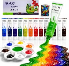 Acrylic Glass Paint Kit Transparent Stained Glass Paint for Wine Glass Window