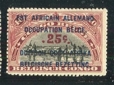 BELGIAN CONGO; 1922 German Occ. Surcharged Mint hinged +25c. value